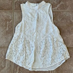Mock neck lace tank
